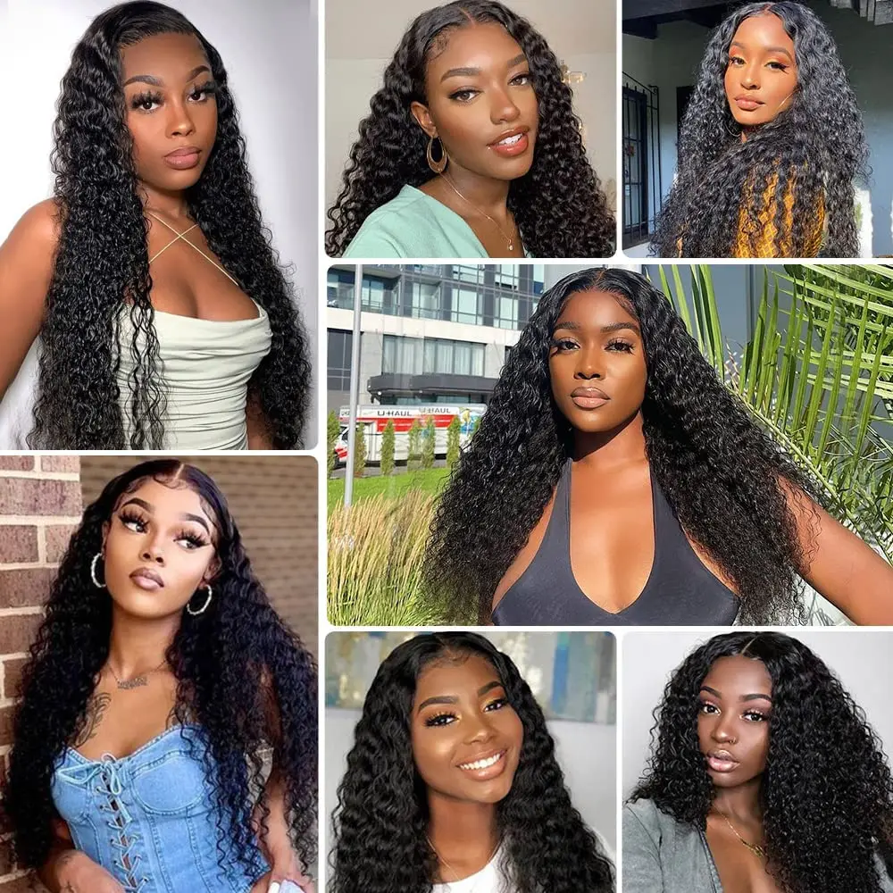 Deep Wave Lace Front Wigs Human Hair Pre Plucked Transparent Deep Curly Lace Frontal Human Hair Wig For Women Natural Hairline