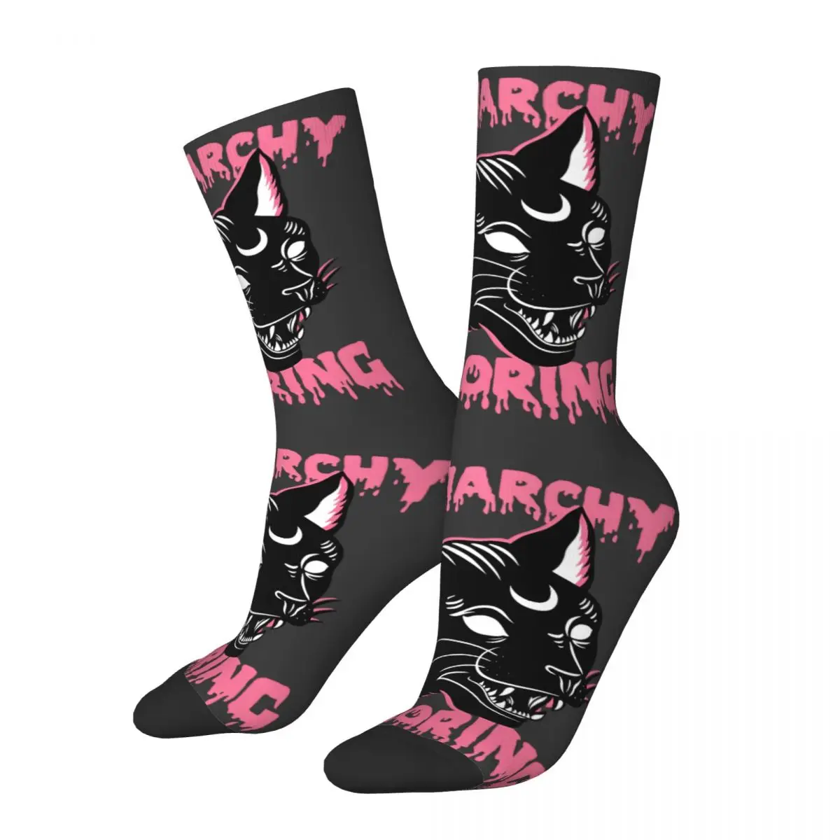 

Vintage Woman Black Cat Men's Socks Novelty Pattern Printed Happy Crew Sock
