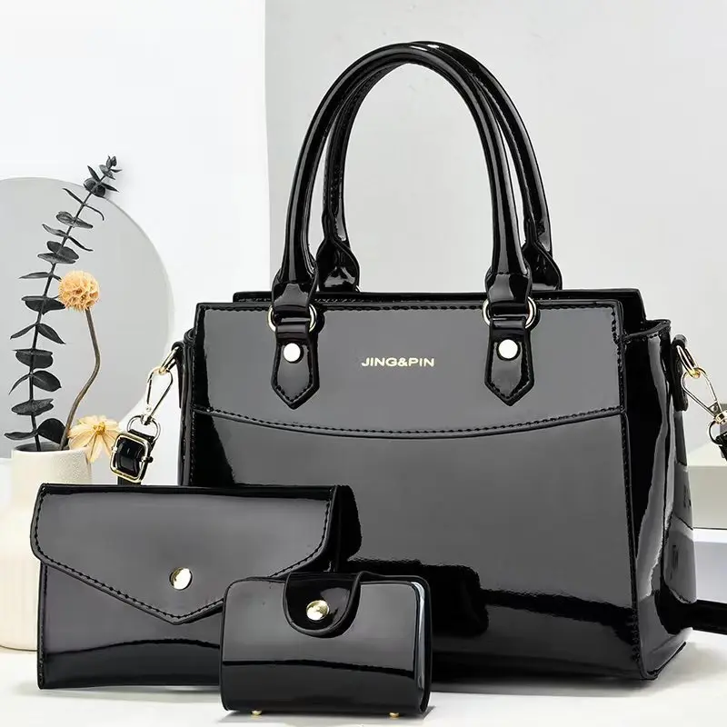 3pcs/Set Shiny Leather Women's Bag Crossbody Bag Designer Handbag Purse Shoulder Bag Travel Shopper Totes sac à mains femme