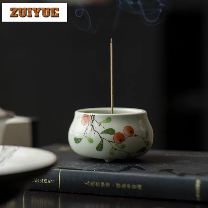Hand Drawn Three Legged Incense Holder Retro Zen Garden Incense Burners Aromatherapy Censer Teaware Supplies Craft Supplies Gift
