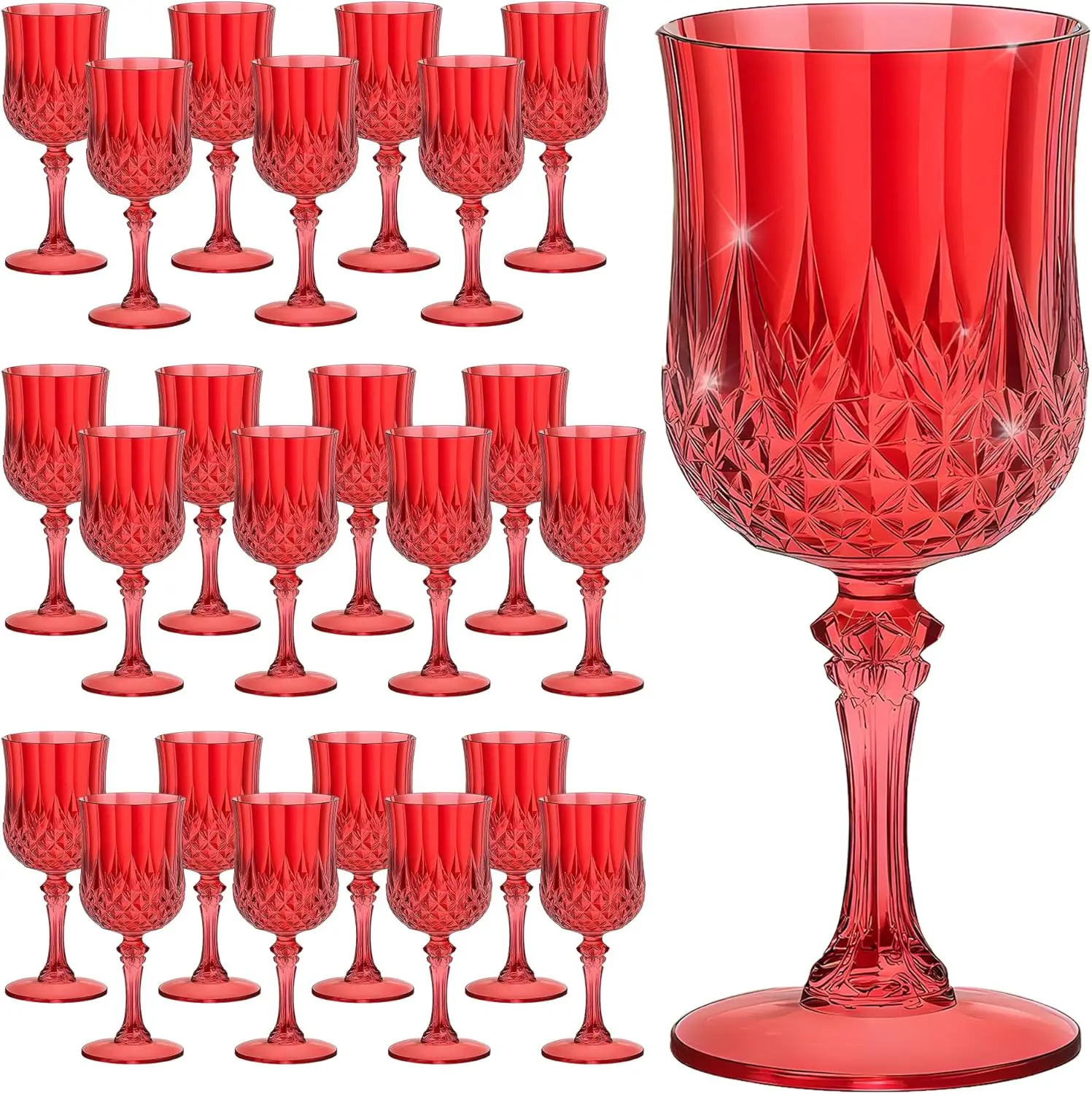 

7OZ Plastic Wine Glasses, Disposable Goblets Drinking Glasses Crystal Vintage Water Cups Unbreakable Champagne for Weddi