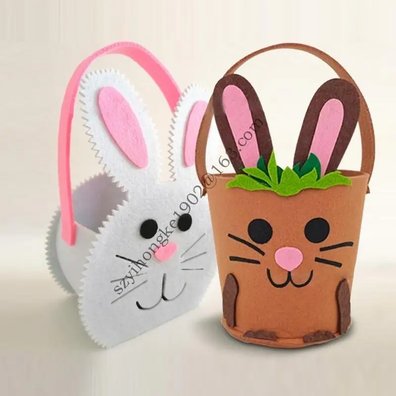 

Handmade Felt Basket for Easters Storage and Decoration Animal Candy Bag with Carrying Handle Festival Party Supplies .Y1QB