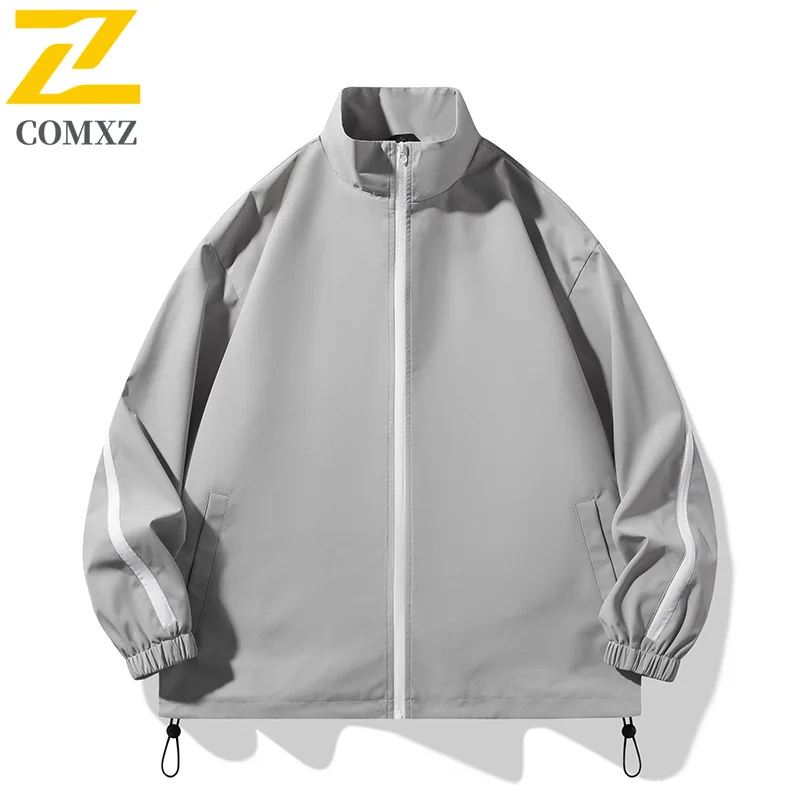 Harajuku Street Jacket Men's Casual All-match Solid Color Waterproof Windproof Jackets Autumn 2025 Baseball stand collar Coat