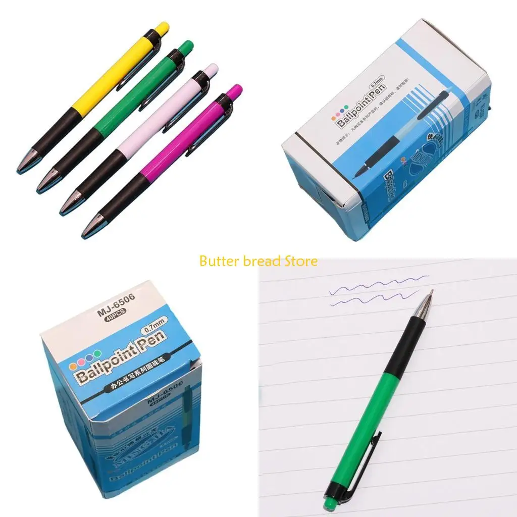 

W89C 40Pcs Colorful Pen Writing Ballpoint Pens Set School Office Stationary Supplies