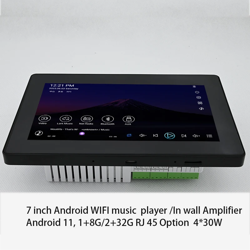 7inch android 11 IPS  WIFI SD card mini USB online video music audio bluetooth wall amplifier panel YOUTUBE GOOGLE PLAY SPOTIFY