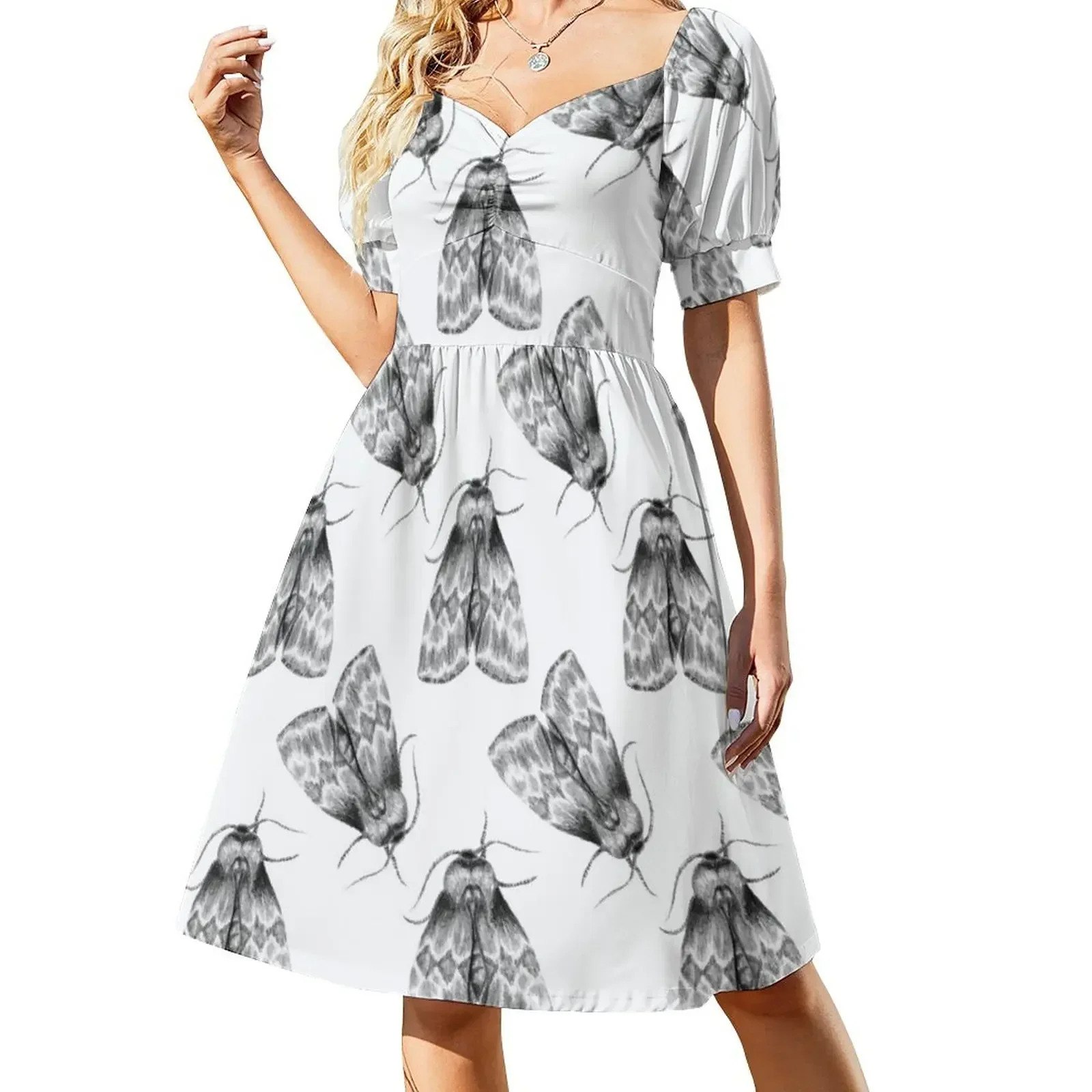 

Moth Insect Pattern Pencil Drawing Sleeveless Dress cocktail dresses Long veiled dresses Dress