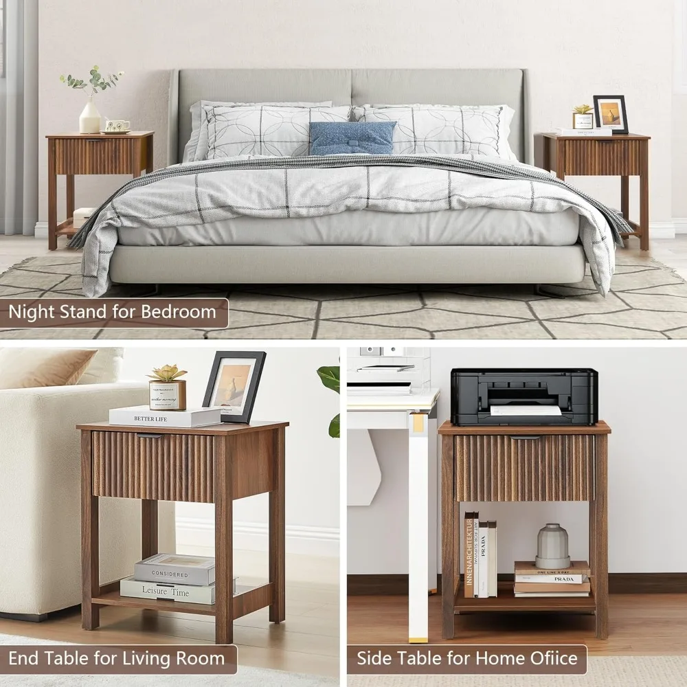 

Mid Century Modern Night Stand with Drawer, Farmhouse Nightstand for Bedroom, Small End Table with Storage, Customized