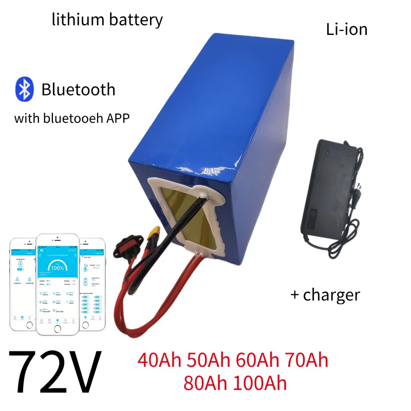 

Литий-ионный аккумуляторный блок 72В 40Ач 50Ач 60Ач 70Ач 80Ач 100Ач с Bluetooth BMS 3000Вт 5000Вт 8000Вт