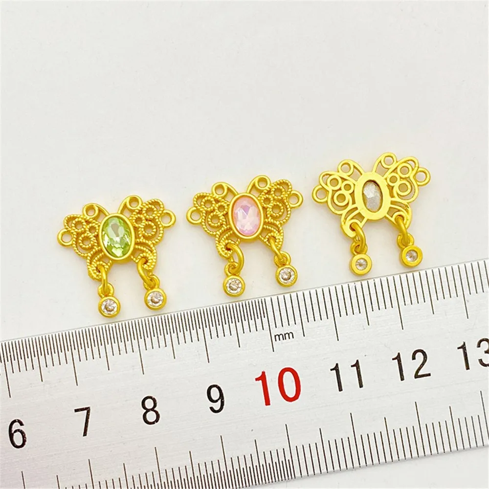 

Ancient Gold Drop Oil Inlaid Zircon Butterfly Pendant Pendant Handmade DIY String Bracelet Necklace Jewelry Material Accessories