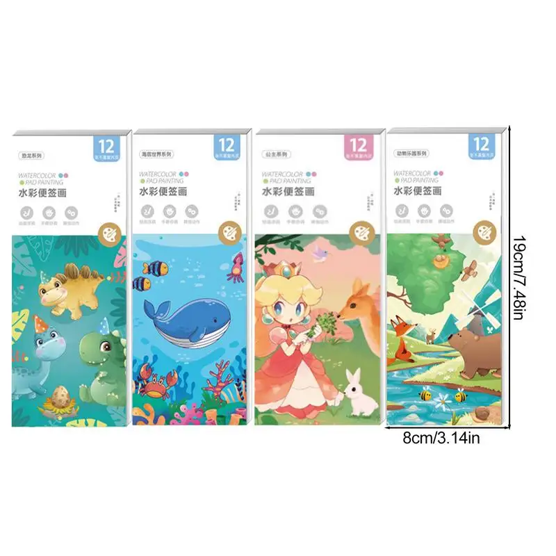 Watercolor Workbook Cartoon Coloring Drawing Book Art Coloring Books For Toddler Educational 4-Themes Watercolor Painting Book