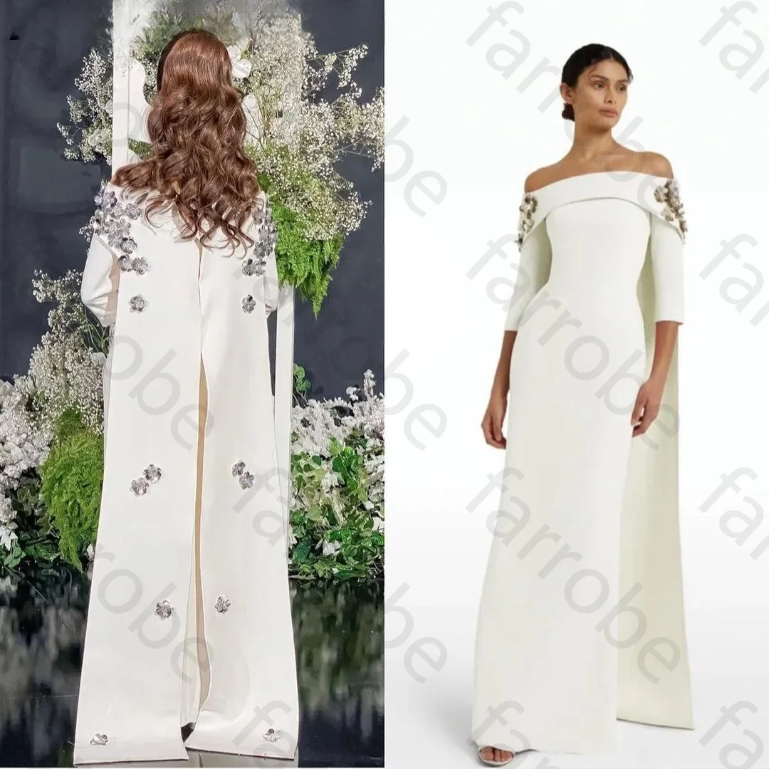 

Customized Satin Prom Dresses Half Sleeves Beading Floor Length Formal Occasion Party Dress Saudi Arabia for Women Evening Gown