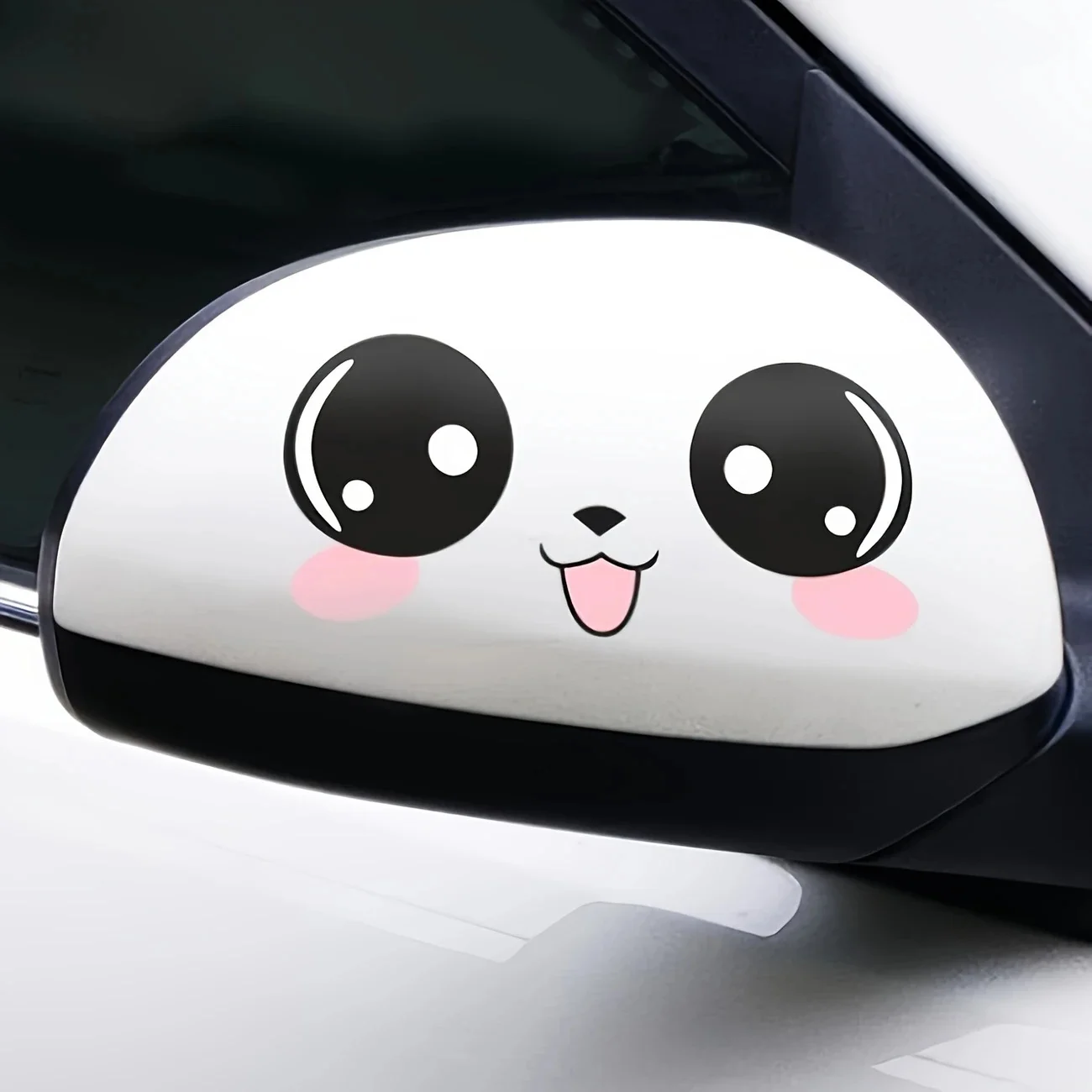 14x6cm Adorable joyful Face Car Mirror Decals Car Stickers Scratch Blocking Self-Adhesive Decal, Used for Car, Laptop