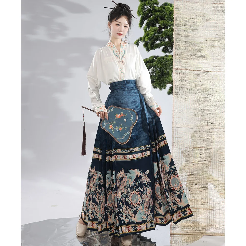 Ming Hanfu aircraft sleeve new Chinese style horse face dress tuta da pendolarismo quotidiana da donna