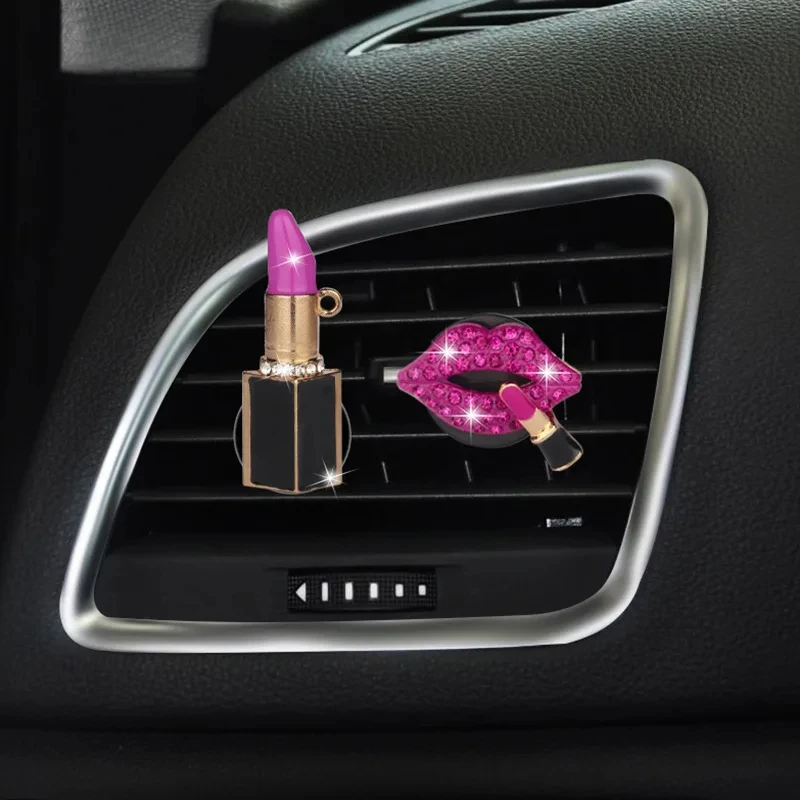 Lipstick Car Decoration Interior Air Freshener Auto Outlet Perfume Clip Car Scent Diffuser Bling Car Accessories Girls Gifts