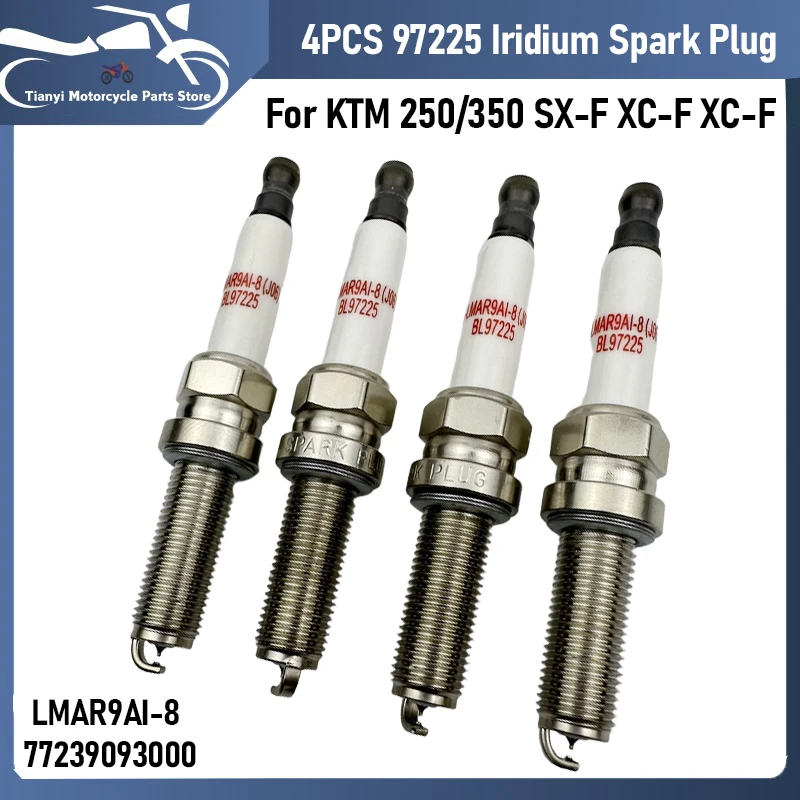 4PCS LMAR9AI-8 Spark Plug For KTM 250 350 SX-F XC-F EXC-F Husqvarna FX 350 450 FC250 97225 Ignition Spark Plug Set 77239093000