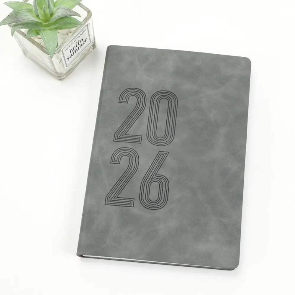

2026 365 Days Efficiency Notebook English Version Yearly Schedule Office Work Planner Soft Leather Cover Daily Plan Yearbook