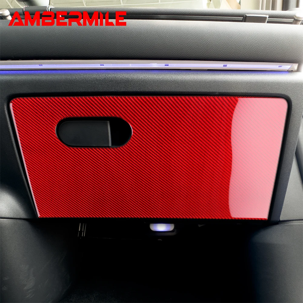 For Mini Electric Cooper J01 EV E SE 2024 2025 Car Co-pilot Storage Box Panel Real Soft Carbon Fiber Trim Sticker Interior