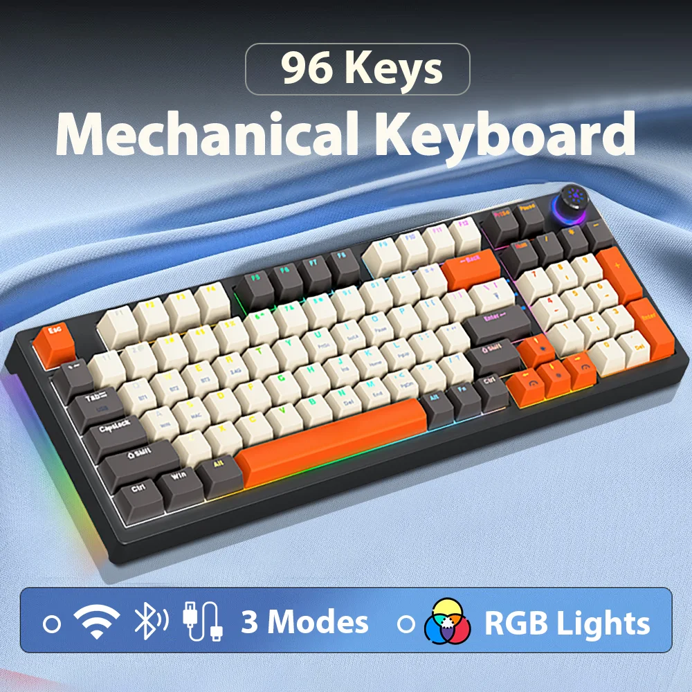 

96Keys Mechanical Keyboard Gaming Office Wireless Keyboard For Computer Laptop Windows Mac Keyboard 2.4G Backlit Wired Keyboards