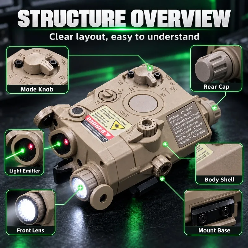 PEQ15 Model Decor Box with Flashlight Green Light Infrared Laser Component