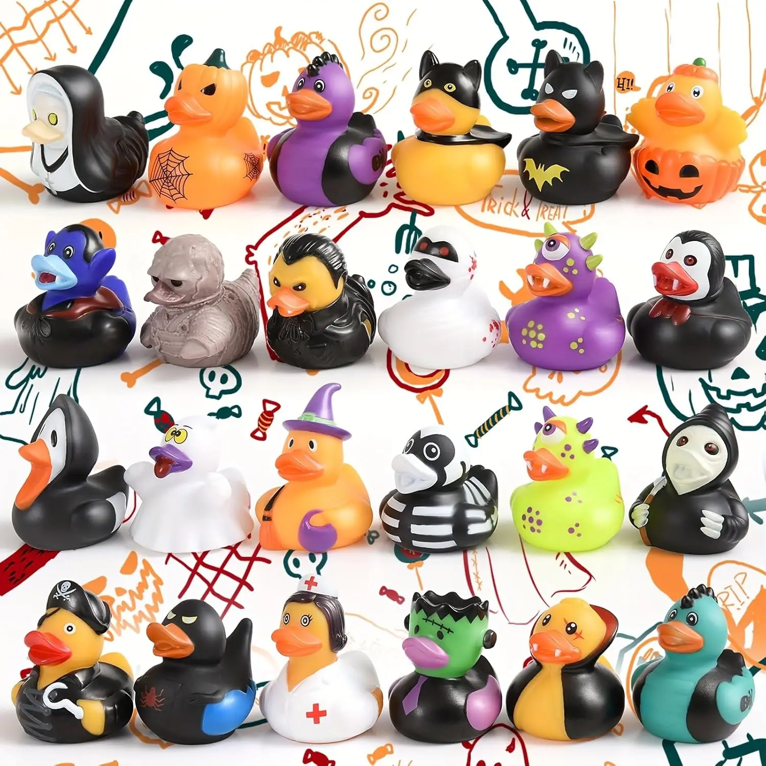 Halloweenowe gumowe kaczki luzem Duckies Dekoracja samochodu na cukierek albo psikus Halloweenowy wypełniacz torebek na prezenty imprezowe