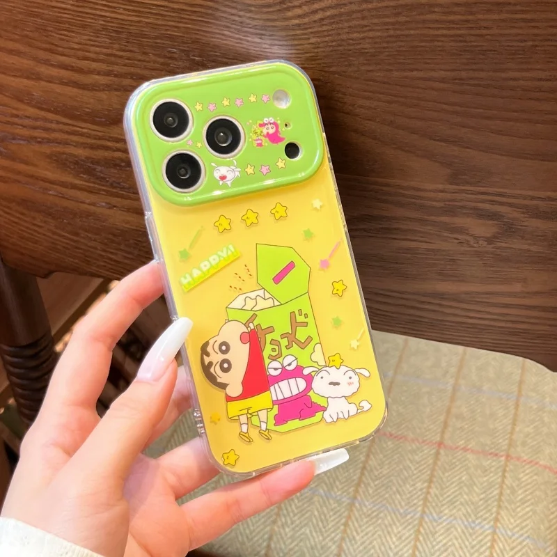 

Japan Cartoon Cute Crayon Shin-chan Nohara Shiro Phone Case For iPhone 15 16 17 Pro Max 15pro Funny anime Shin-chan snack Cover﻿