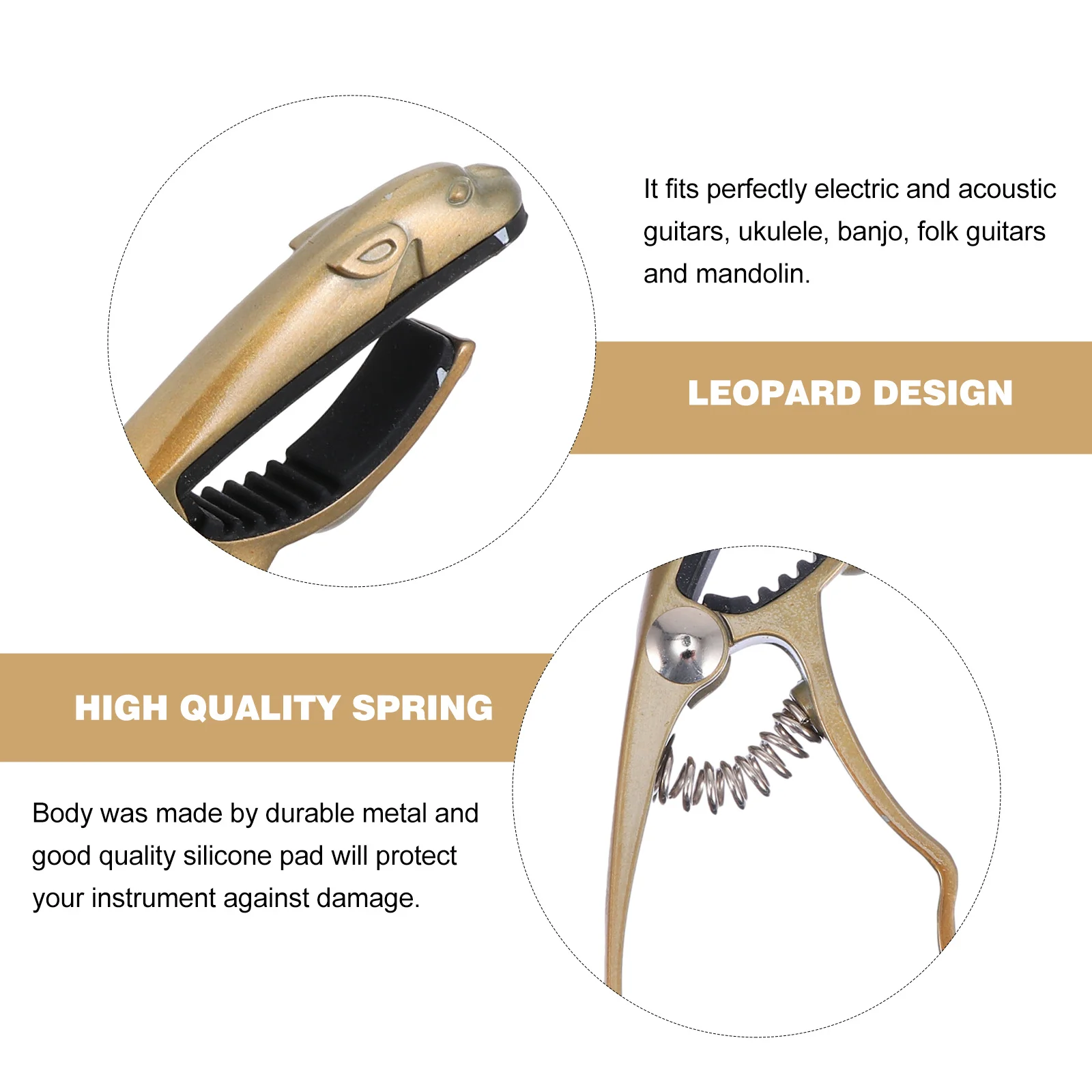 

Creative Leopard Shape Guitar Capo High Quality Aluminum Alloy Clip on Tuner Fast Change for Electric Acoustic Ukulele Banjo