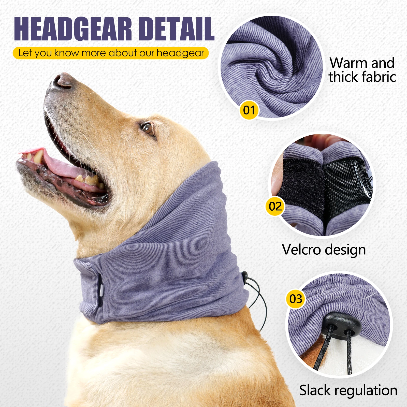 Beruhigender Hundepullover mit Geräuschreduzierenden Ohrabdeckungen zur Angstlinderung - Weicher Kopfmuff für Hunde – Detail 6