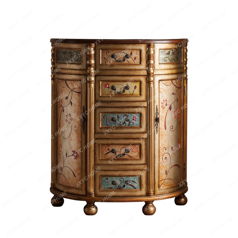 

American Painted Solid Wood Chest of Drawers Retro Porch Decorative Furniture Cabinet Locker