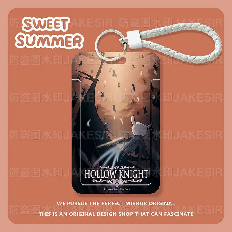 Porta carte scorrevole per studenti di merchandise anime Hollow Knight per biglietti da pasti, biglietti da autobus, documenti, copertina protettiva per carte di accesso