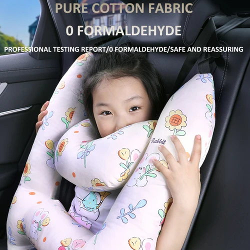 Imagen 2 del producto Cojín de viaje con patrón de animales para niños, soporte para la cabeza y el cuello en forma de U, almohada de seguridad para asiento de coche