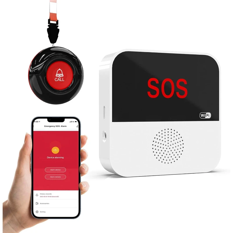 

WiFi Smart Wireless Caregiver Pager Call Button Emergency Alert System Life Alert Button for Elderly Patient Seniors Disabled