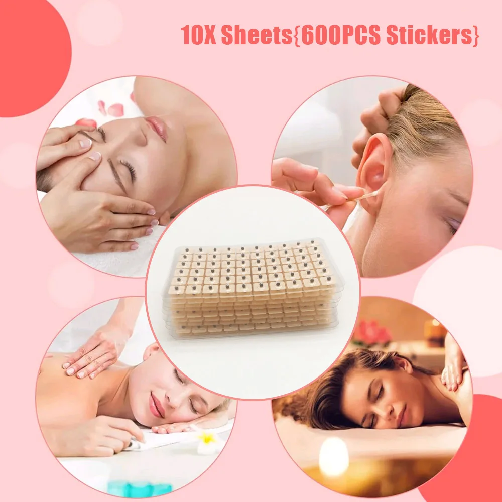 600 Pcs/lot Relaxation Ears Stickers Acupuncture Needle Ear Vaccaria Seeds Ear Massage Auricular-paster Press Seeds