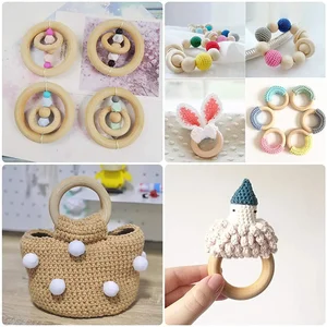 Unfinished solid wood rings 15-100mm natural wood rings for macrame diy crafts wood rims 8 Main Sales Macrame Wood Rim - №1