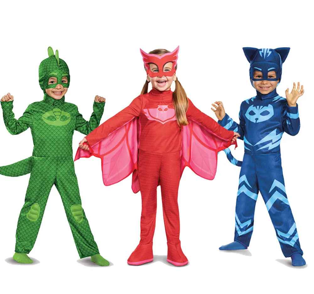 Halloween Tiere Cosplay Kostüm Mädchen Super Eule Held Overall Maske Kinder niedlichen Kostüm Cosplay Katze Jungen Gecko Overall Anzüge