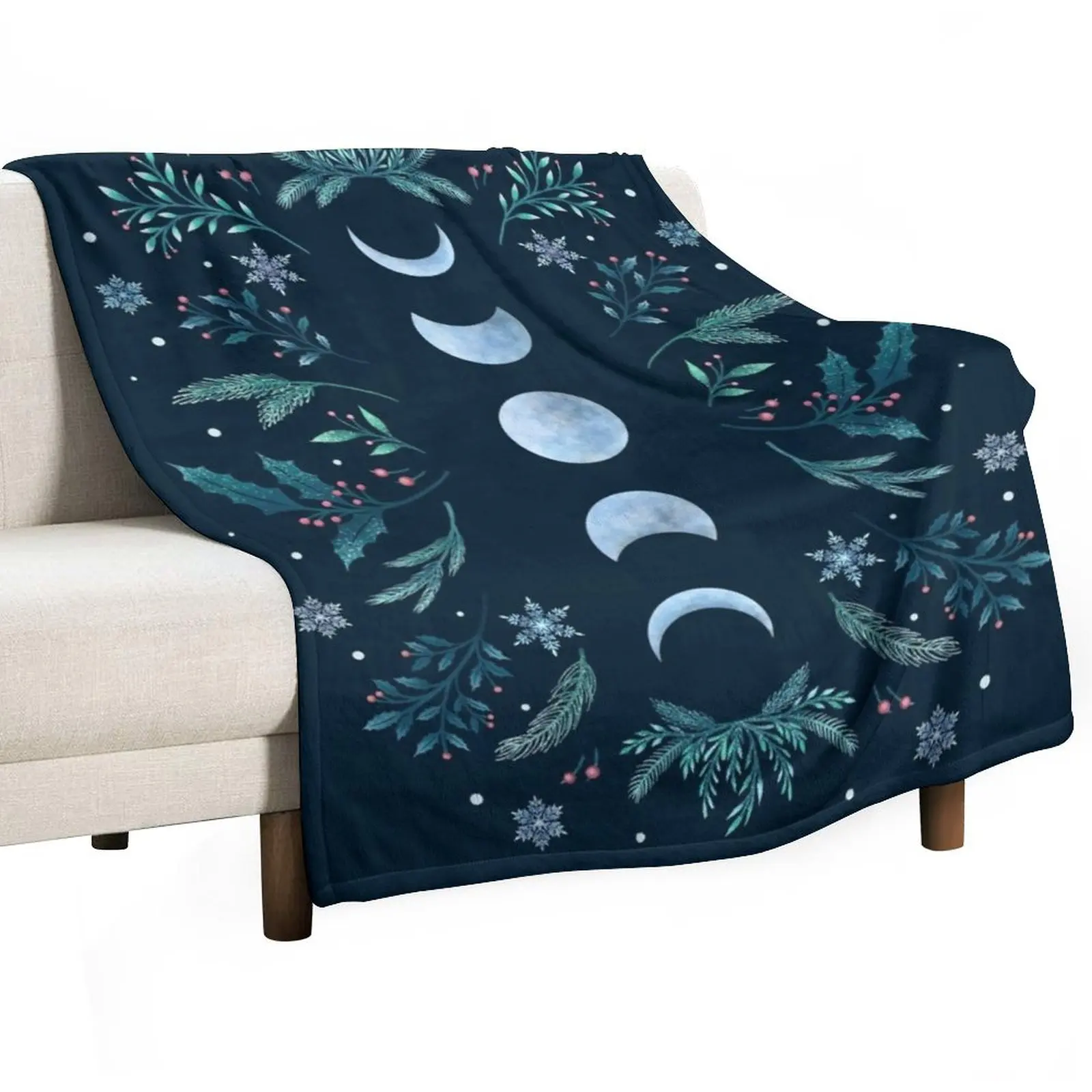 Moonlit Garden-Teal Snow Throw Blanket Wrinkle Resistant Lightweight Blanket