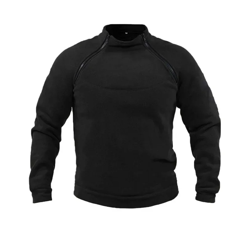 Stand-up Collar Mens Sweater Autumn and Winter Warm Loose Solid Color Outdoor Warm Breathable Tactical Mens Clothing