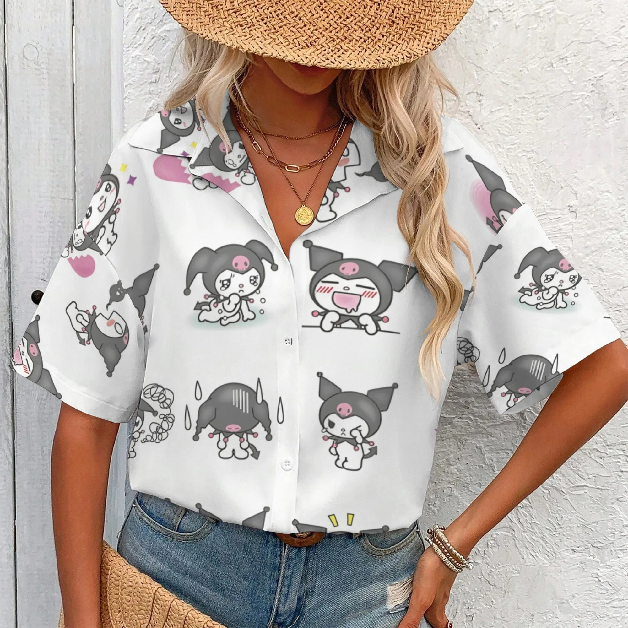 Kuromi camisa roxa comentários coreanos muitas roupas kuromi camisa feminina manga longa roupas femininas camiseta de grandes dimensões y2k meninas topo n