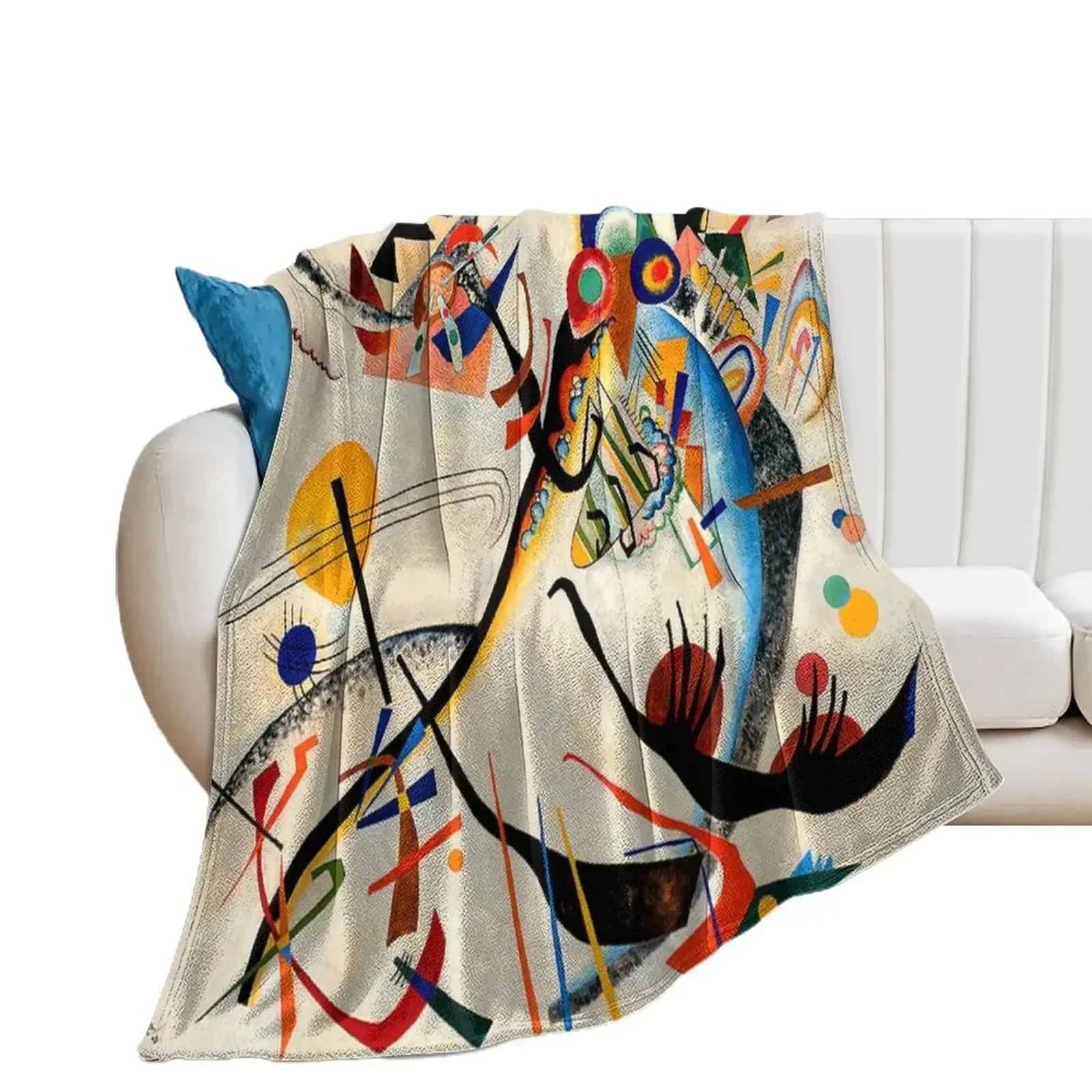 Kandinsky - Blue Segment, popular Kandinsky painting Throw Blanket Beach Hairy for sofa Designers Blankets