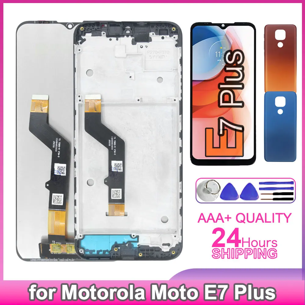 Testado 6.5 "lcd para motorola moto e7 plus display com quadro tela de toque digitador assembléia para motorola moto e7 plus lcd