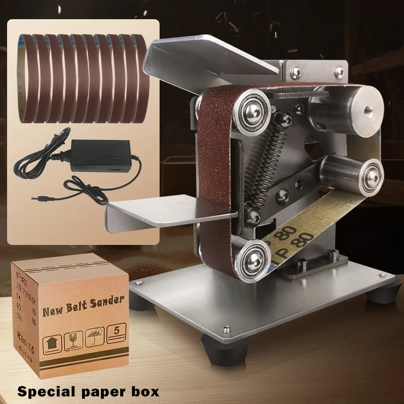 

220 В мини-ленточная шлифовальная машина DIY повообрабатывающий электрический ленточный шлифовальный станок маленькая электрическая ленточная шлифовальная машина для изготовления моделей