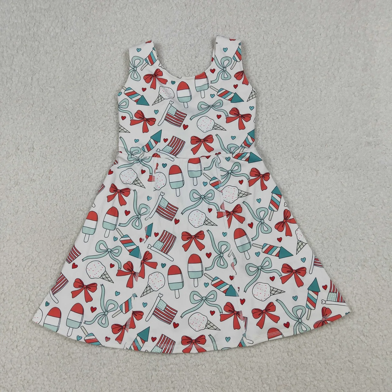 Baby Yoga Clothing - 卸売幼児キッズ独立記念日スカートショーツ幼児用スコートヨガノースリーブフラッグボウズドレス服ベビーガールアクティブウェア