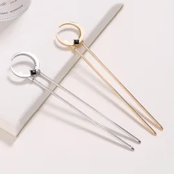 Minimalist Black Moon Trendy Hair Sticks Vintage Metal Hairpin for Women Daily Wear Hairstyle Fashion Hair Accessories