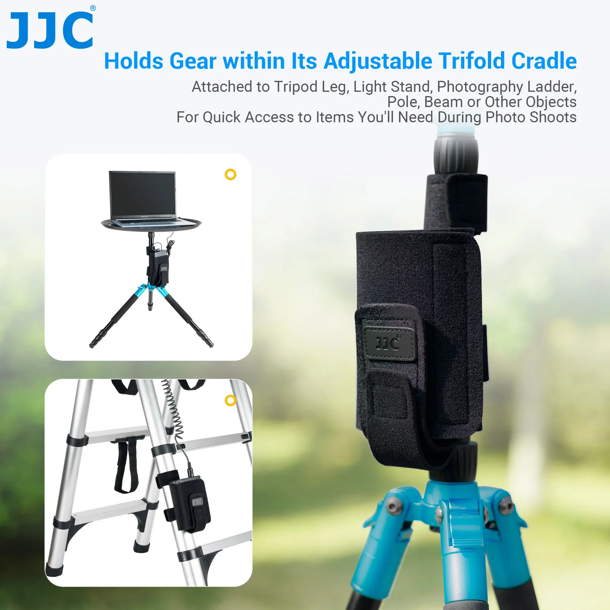 JJC Tripod Legs Mounting Strap Universal Equipment Mounting Strap Bag for Tripod,Light Stand,Photography Ladder,Pole,Beam etc.