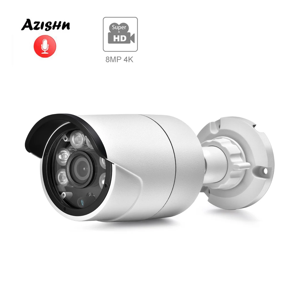 

IP-камера AZISHN H.265 +, 4K, 8 Мп, 1/2, 7 дюймов, SC8238, FULL HD, 6 светодиодов, уличная Водонепроницаемая камера видеонаблюдения POE/DC, 2 МП/4 МП/5 Мп