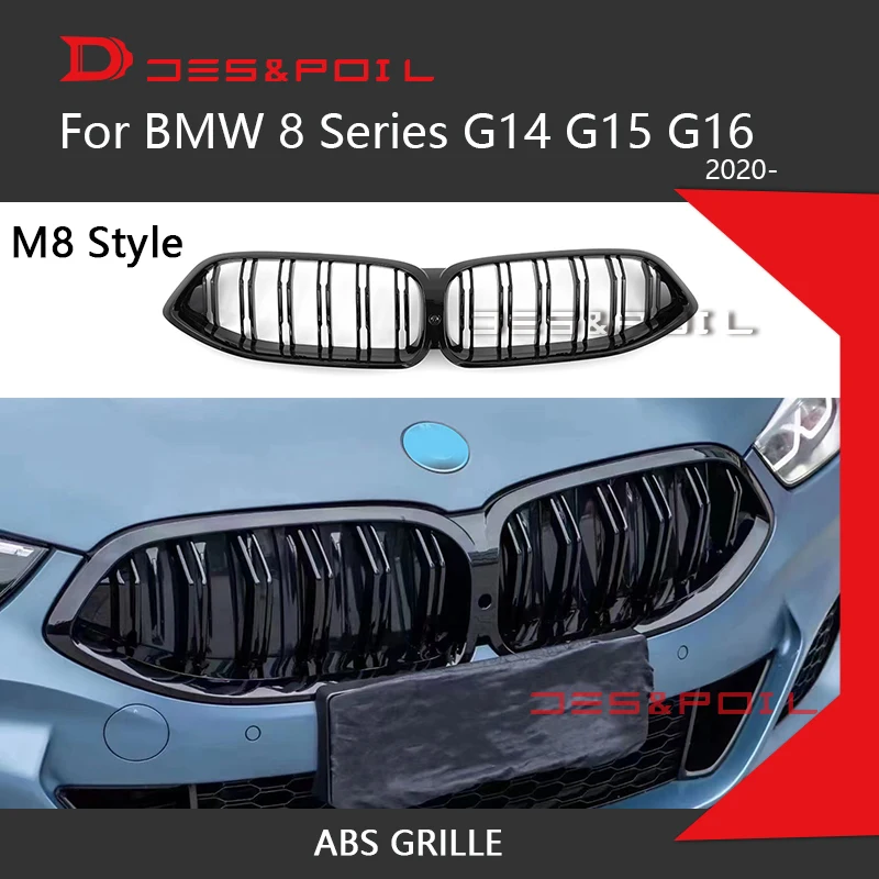 

Shiny Black M8 Kidney Grille for BMW 8 Series Pre-LCI G14 Cabriolet G15 Coupe G16 Gran Coupe 2020-2021 Front Bumper Racing Grill