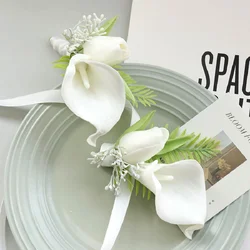 Boutonniere e polso Corsag White Calla Lily Tulip Simulation Flower Business Celebration apertura ospiti 531