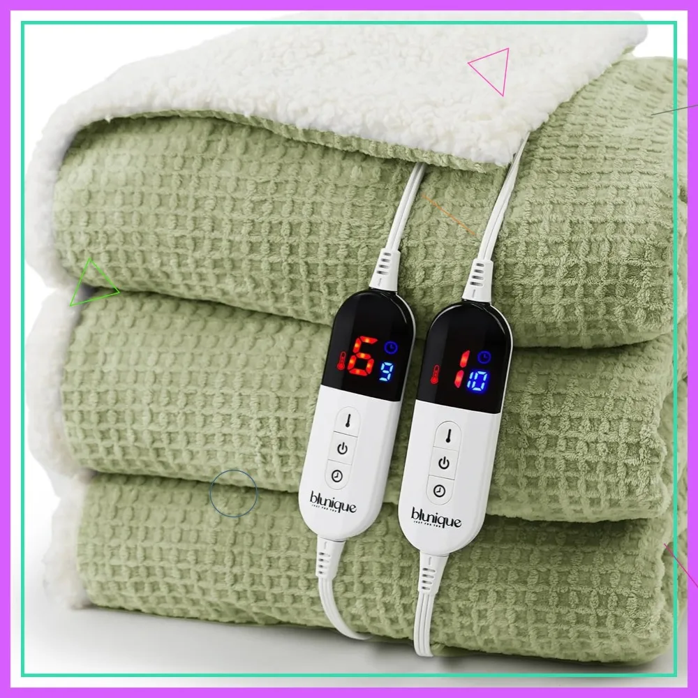 

Queen Size Heated Blanket with Dual Controllers, Fast Heating Sherpa Fleece, 6 Levels & Auto Off, ETL Certified