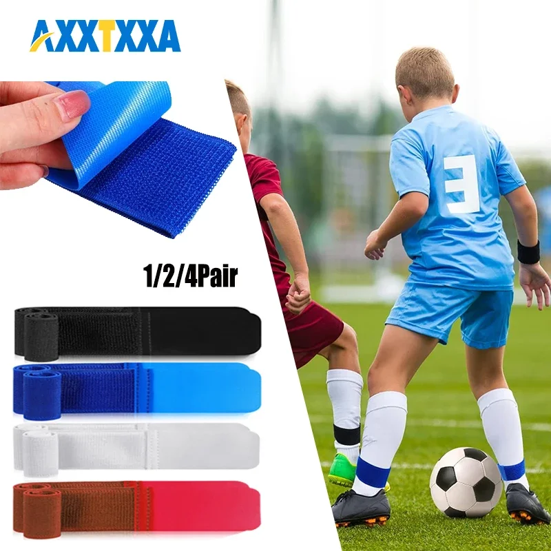 1/2/4Pair Soccer Shin Guard Strap, Soccer Shin Guard Fixed Bandage Tape Fastener Shinguard Adjustable Elastic Sports Strap