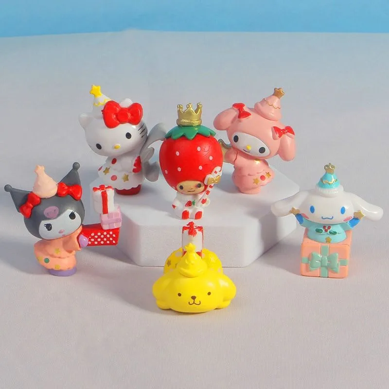 

Набор из 6 милых аниме-фигурок Sanrio: Мелоди, Куроми, Хелло Китти, Синаморолл. Декоративные украшения для рабочего стола, подарок.