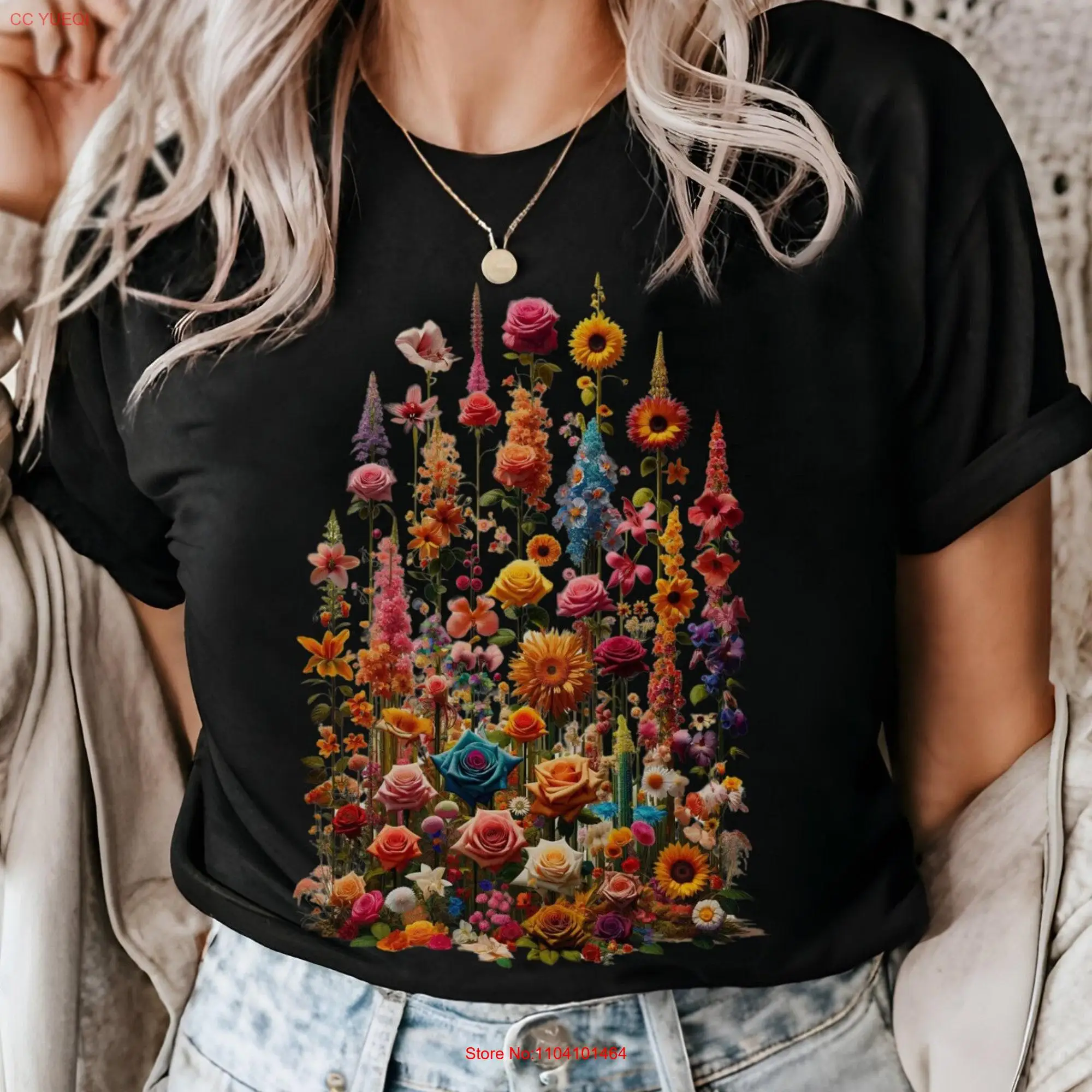 Cute Wldflower T Shirt Boho Flower Floral Cottagecore shirts PlanT For Women Her long or short sleeves